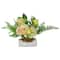 13" Ranunculus & Rose Floral Spring Wooden Statue Décor